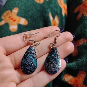 Handmade pretty purple blue and black butterfly designed earrings